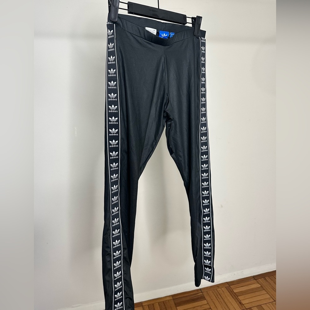 Adidas Black Leggings with Iconic Stripes